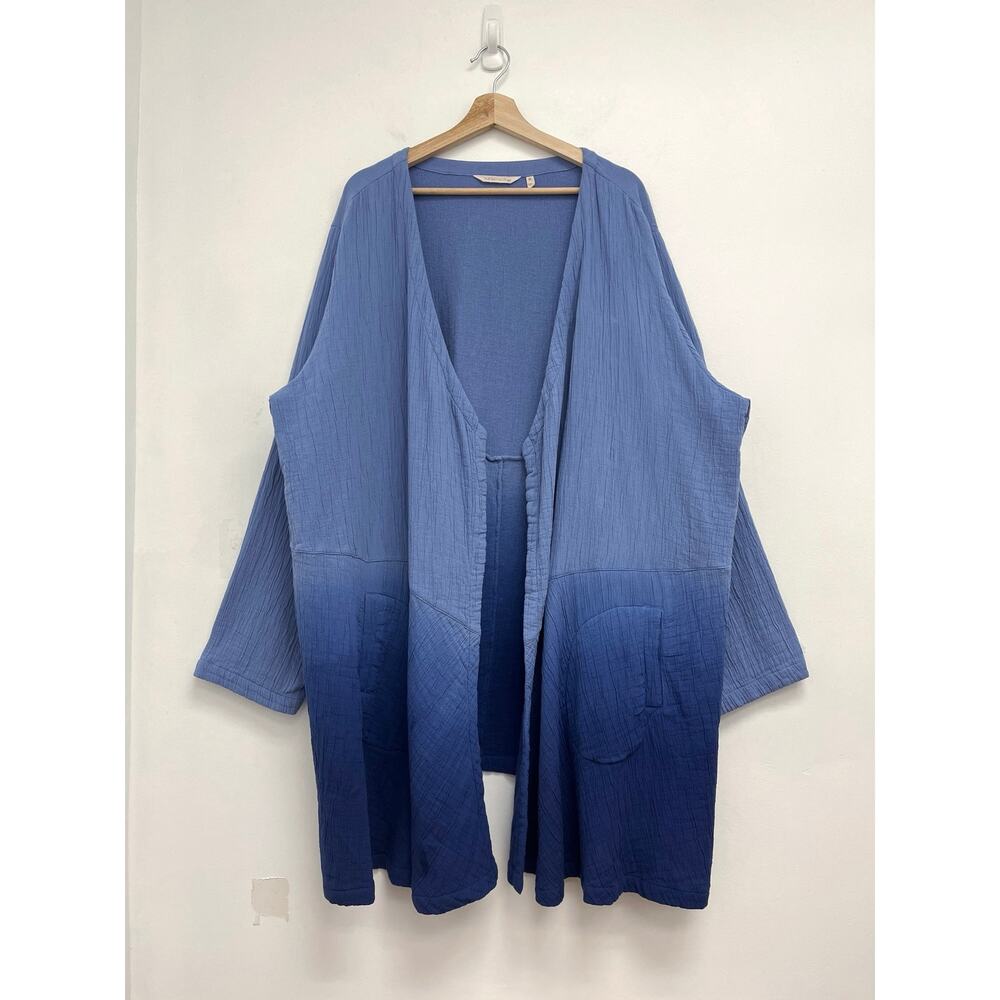 Soft Surroundings Open Front Gauze Cotton Ombré Lightweight Long Cardigan 3X